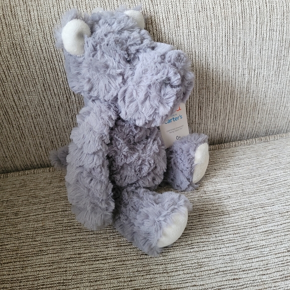 Carters Just One You Target Grey Shaggy Hippo Plush Stuffed Animal Baby Toy NWT - Picture 3 of 6